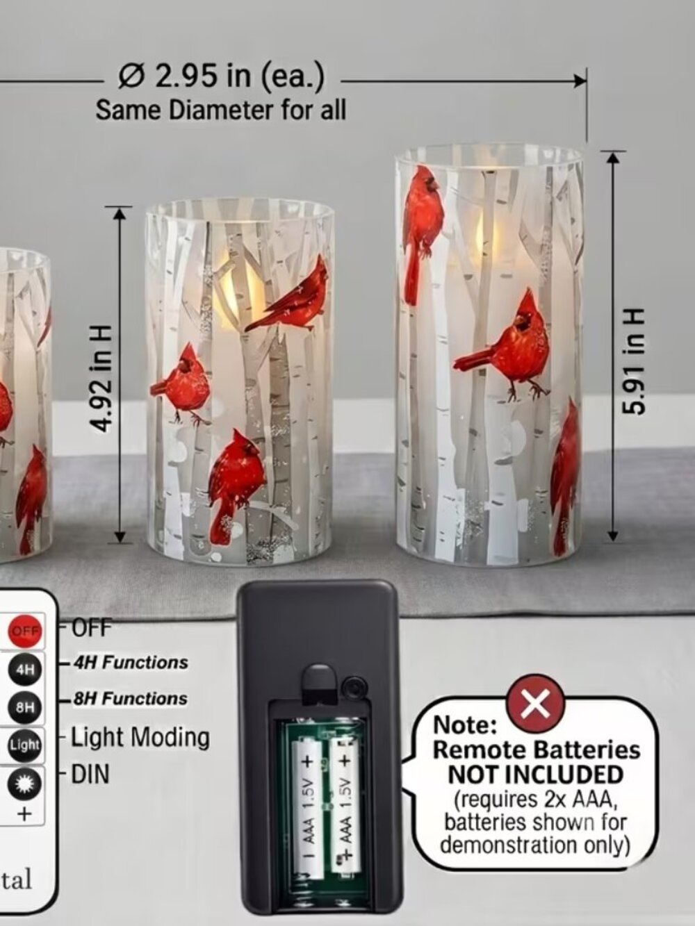 3pcs Cardinal-themed Flameless Candle - Picture 4 of 7